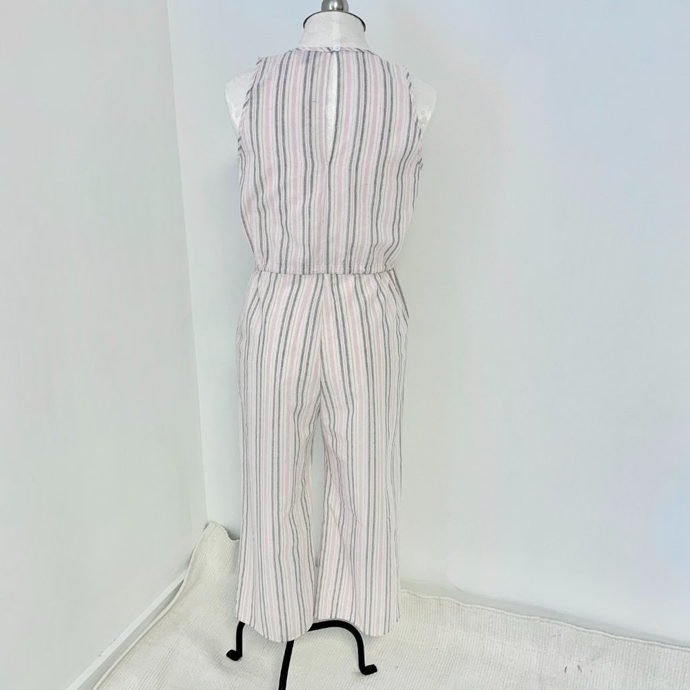 Anthropologie Drew M Linen Stripe Pastel Jumpsuit - Picture 7 of 11